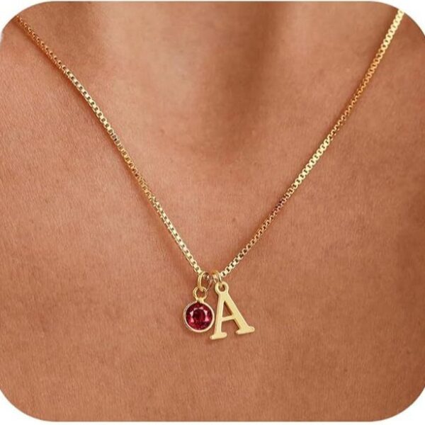 oly-99c27b5cd2b130d19c3b7d07a67e171b Wholesale Women's Initial Birthstone Necklace Fashion 14K Gold-plated Letter Simple All-match Clavicle Chain