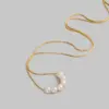 Wholesale Women'S 304 Stainless Steel PVD Coated 18K Gold Plated Inlaid Ball Artificial Pearls Pendant Necklace Imitation Pearl Jewelry
