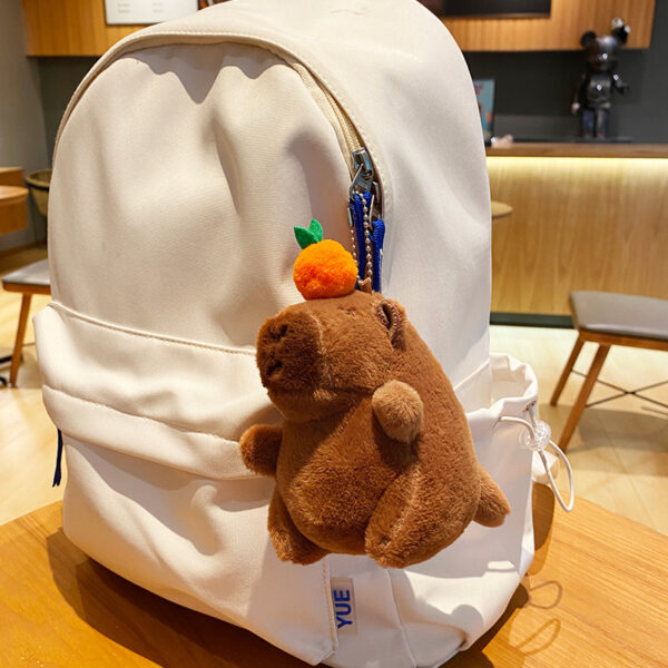 Wholesale Creative Cartoon Plush Persimmon Capibala Wagging Tail Keychain Capybara Doll Backpack Pendant Small Gift