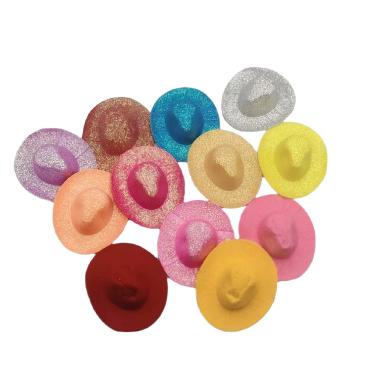 Wholesale Fluorescent Magic Color Toy Doll Accessories Glitter Denim Hat Fabric Various Multicolor Mixed Hat