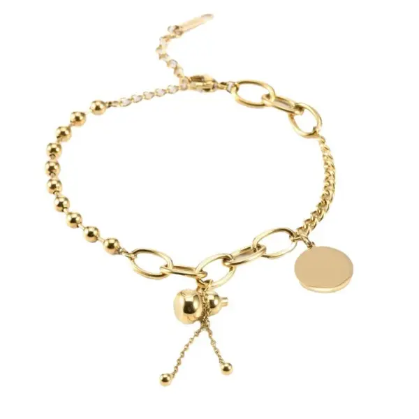 Wholesale Retro Ethnic Style Small Gourd Bracelet Women's Court Style 18K Rose Gold Titanium Steel Jewelry Accessories Hip Hop Handwear