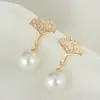 Wholesale Ginkgo Leaf Stud Earrings For Women With 925 Sterling Silver Posts And Copper Base Inlaid With Zircon In Simple Style
