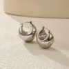 Wholesale PVD Coated 18K Gold Plated Solid Color 304 Stainless Steel Retro Simple Style Classic Style Waterproof Non Tarnish Earrings