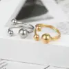 Wholesale Vacuum Plating Real Gold Plated 18K Gold Ball 304 Stainless Steel Titanium Steel Fashion Waterproof Non Tarnish Rings