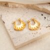 oly-9a15165e908b8d102434e1600984af83 Wholesale trend metallic titanium steel geometric smooth irregular grain earrings female retro versatile stainless steel