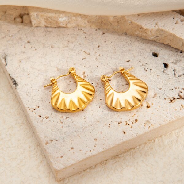 oly-9a15165e908b8d102434e1600984af83 Wholesale trend metallic titanium steel geometric smooth irregular grain earrings female retro versatile stainless steel