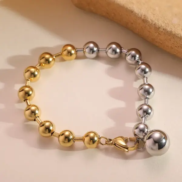 Wholesale Hip-Hop Retro Simple Style Geometric 304 Stainless Steel Beaded Chain Bracelets In Bulk