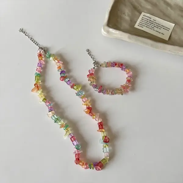 Wholesale Romantic Ice Cream Necklace For Women With Waterproof Non Tarnish Natural Stone And Handmade Chain In Coffer Color
