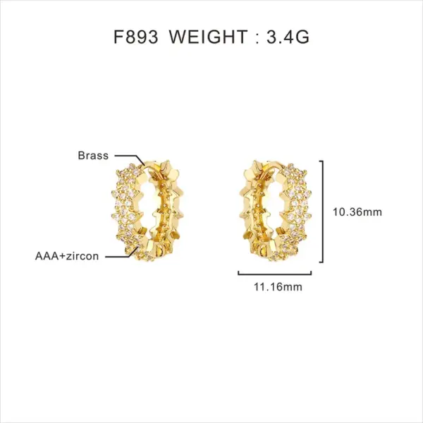 Wholesale 1 Pair Modern Style Classic Style Pentagram Star Plating Inlay Copper Zircon K Gold Plated Rose Gold Plated White Gold Plated Earrings