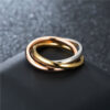 Wholesale Simple Stainless Steel Three-Ring Three-Color Titanium Steel Ring Fashion Trendy Sansheng III Combination 18K Gold Ring