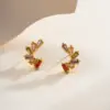 Wholesale 1 Pair Casual Elegant Luxurious Irregular Geometric Inlay Copper Zircon 14K Gold Plated Ear Studs