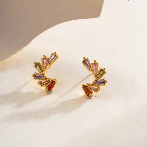 Wholesale 1 Pair Casual Elegant Luxurious Irregular Geometric Inlay Copper Zircon 14K Gold Plated Ear Studs