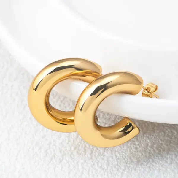 Wholesale 304 Stainless Steel Geometric PVD Coated 18K Real Gold Plated Modern Style Classic Style Ear Studs