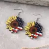 Wholesale Retro Multicolor Flowers Print Wooden Drop Earrings For Women