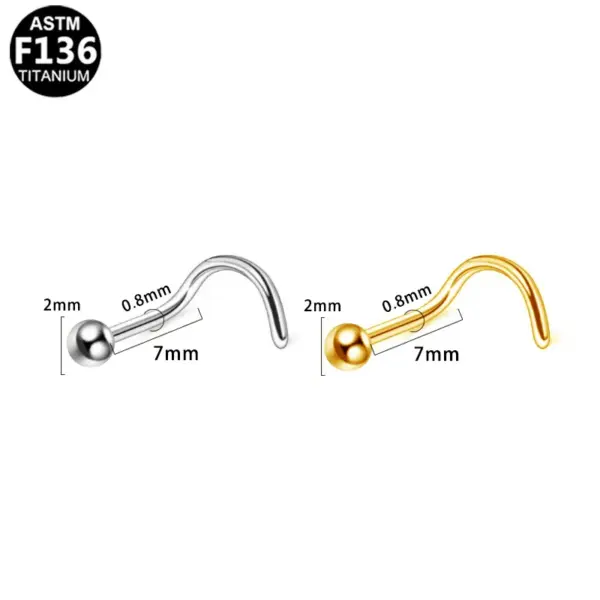 Wholesale 1 Piece Nose Rings & Studs Simple Style Classic Round Square Pure Titanium Alloy Zircon Vacuum Plating 14K Gold Plated White