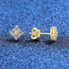 Wholesale Silver Moissanite Earrings, Stud Earrings, Japanese and Korean Style, Small Four-Leaf Clover Earrings