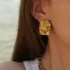 Wholesale 304 Stainless Steel Square PVD Coated Commute Waterproof Non Tarnish Plating Gold Earrings