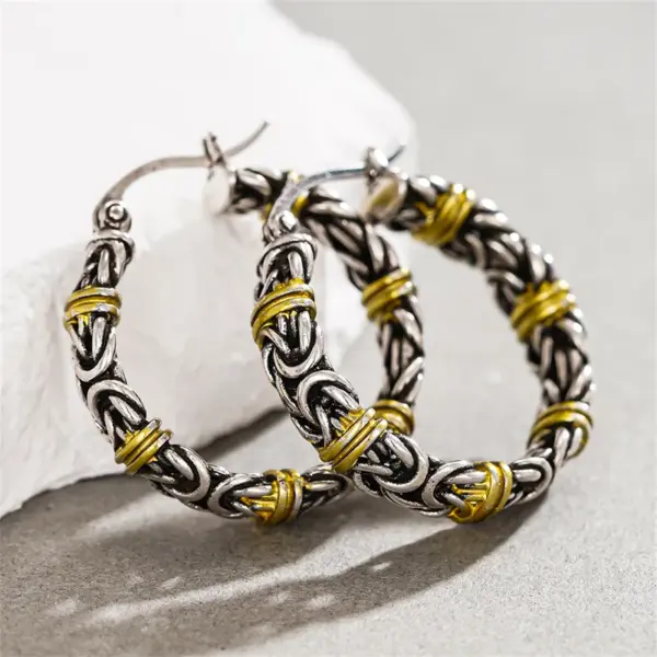 Wholesale Three-dimensional Geometric Earrings For Women In Copper With KC Golden Water Plating And 0.03µm Thickness