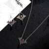 oly-9aacde13b5660fae29c1dab33da85d90 Wholesale Halloween Bat Jewelry suit Gothic Vintage Exaggerated Black Bat Necklace Earrings suit Holiday Gift