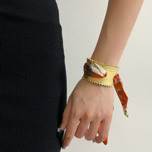 Wholesale Western Retro vintage Style Golden Light Luxury Silk Scarf Open Wide Bracelet Niche Exaggerated High-end Bracelet
