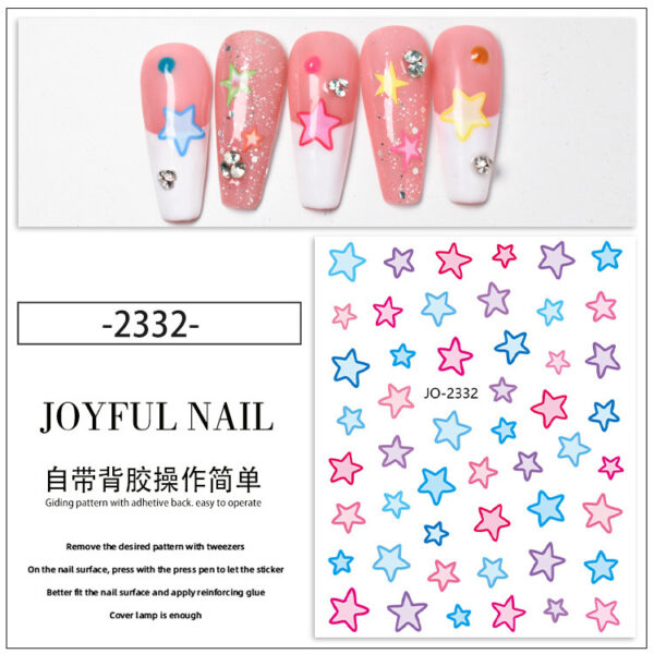 oly-9acb68e02c068f70f8ded33844a738f5 Wholesale Net red nail art stickers love five-pointed star small fresh with adhesive Macaron color nail art nail stickers