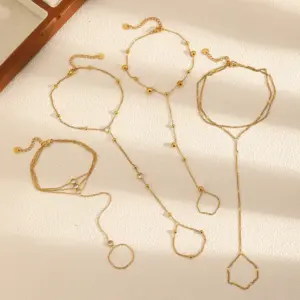 Wholesale PVD Coated Real Gold Plated 18K Gold Geometric 304 Stainless Steel IG Style Waterproof Non Tarnish 304 Stainless Steel Lobster Trigger Clasp Closure Bracelets