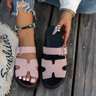oly-9adf01bd173a0bb05cf81f540783f2b2 Wholesale plus size slippers women’s all-match thick bottom buckle solid color casual sandals