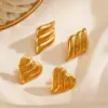 Wholesale Ion Plating (IP) 18K Gold Plated Heart Shape Wings 304 Stainless Steel IG Style Waterproof Non Tarnish Ear Studs
