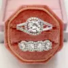 Wholesale Lady Geometric Copper Inlay Zircon Rings