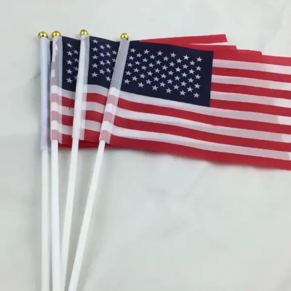 Wholesale Portable World Flags 14* 21cm Hand-Waving American Independence Day Flag Polyester Simple Suitable For Various Festivals