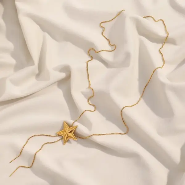Wholesale New Design High-End Stainless Steel 18K Gold Plated Star Pull-Out Necklace For Women Elegant Jewelry