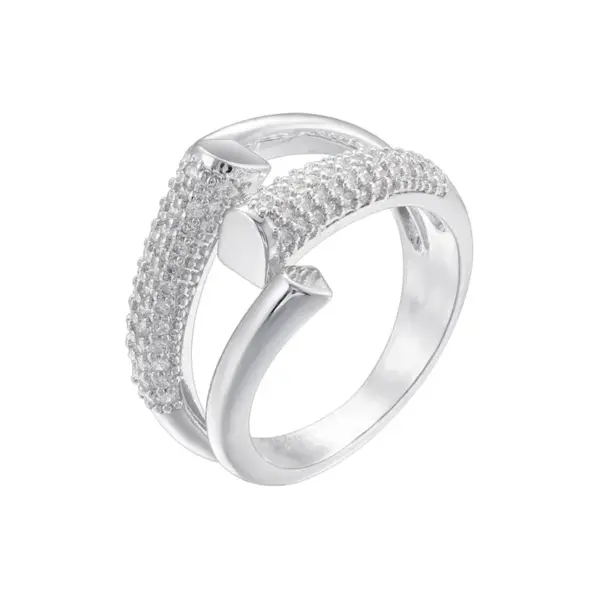 Wholesale Geometric Open Rings For Women With Zircon Inlay, Copper Base Featuring 18K Real Gold Water Plating