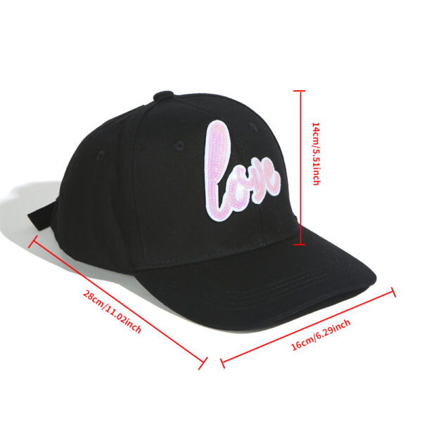 Wholesale Valentine's Day love embroidered sequin decorative baseball cap sun hat soft top sun hat