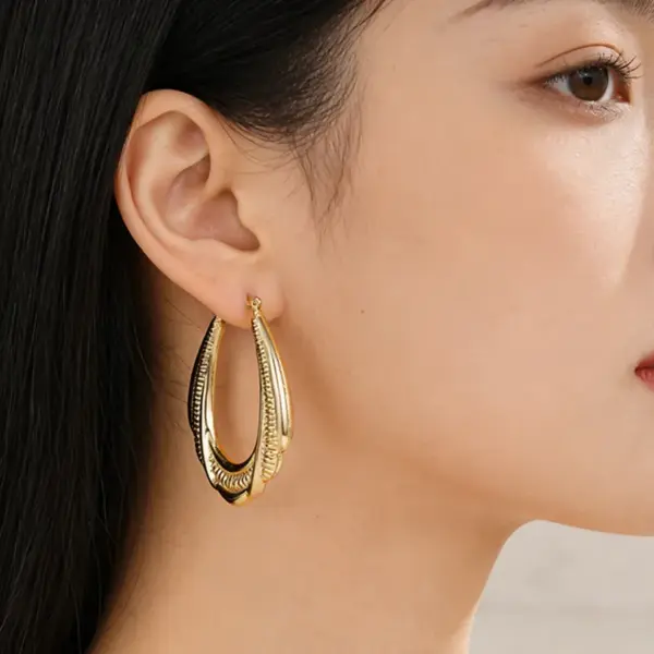 Wholesale Three-dimensional Geometric Earrings For Women In Copper With KC Golden Water Plating And 0.03µm Thickness