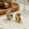 Wholesale Gold-Plated Copper S925 Silver Ear Stud Earrings Shell Pearl Vintage French Crescent Stud Earrings Three-Dimensional Geometric Artificial Pearl Artificial Diamond Suitable For Women