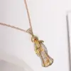 Wholesale Human Pattern Enamel Pendant Necklace For Adults In 304 Stainless Steel With KC Golden Water Plating And Rhinestones