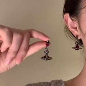 oly-9b87bb34062d1fc3b0ae85694175e009 Wholesale Sweet and Cool All-match Cosmic Three-dimensional Saturn Full Diamond Earrings Women's Fashion Light Luxury Earrings Elegant High-grade Accessories
