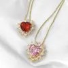 Wholesale 1 Piece Elegant Luxurious Shiny Heart Shape Polishing Plating Inlay Copper Zircon Pendant Necklace