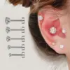 Wholesale 1 Piece 316L Stainless Steel Zircon Ear Cartilage Rings & Studs Geometric Round Waterproof Non Tarnish Surgical Steel Unisex