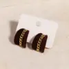 Wholesale New Style Burgundy Velvet Earrings Elegant Versatile High-end Retro Fashion Design Heart-shaped Stud Earrings For Women Copper Plated With 18K Real Gold