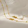 oly-9b93fa6b5908267efdf699dc661e126b Wholesale 18K Gold Plated 304 Stainless Steel Vacuum Electroplating (In Furnace) Rhinestone Infinity/8-Shaped Classic 03 Bead Chain Necklace For Women Independence Day