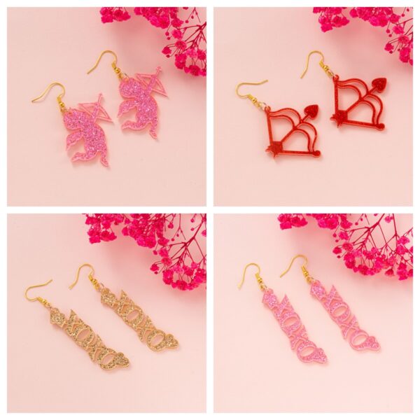 WholesaleValentine's Day Ear Hook Glitter Cupid Letter Love Bow and Arrow Ear Hook Girl Gift Exquisite