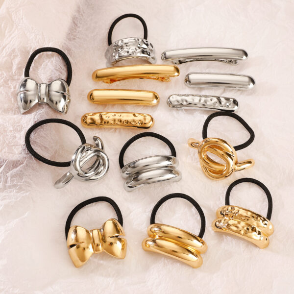 Wholesale Retro Alloy Geometric Concave and Convex Elastic Hair Tie Elegant Hairpin Versatile Hair Rope Retro Headband