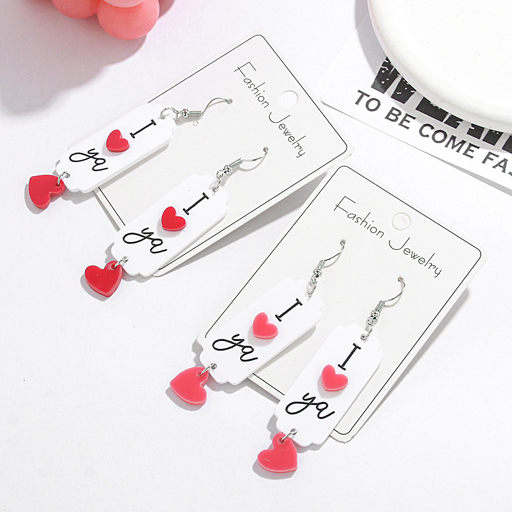 Wholesale Cross-border new Valentine's Day earrings series English letters acrylic I love you love earrings
