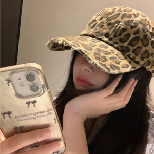 Wholesale American Retro Leopard Print Old Baseball Hat for Women Spring and Summer Brushed Soft Top Y2K Face-Showing Small Ins Sexy Peaked Cap