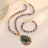 Wholesale Women’s Jewelry Set Featuring Water Droplets Pattern With Electroplated Copper And Natural Stone Inlay, 1 Set