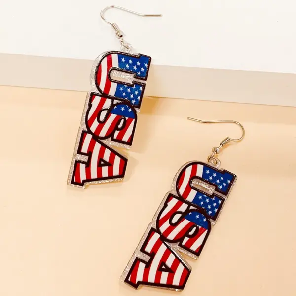 Wholesale American Flag Drop Earrings For Women In Acrylic, Perfect For Independence Day