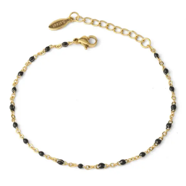 Wholesale 304 Stainless Steel Geometric Enamel Plating Cable Chain Bracelets