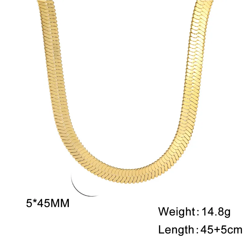 Wholesale Ion Plating (IP) 18K Gold Plated Chain Necklace 304 Stainless Steel IG Style Original Design Basic Waterproof Non Tarnish 304 Stainless Steel Lobster Trigger Clasp Closure Layered Necklaces Sweater Chain Long Necklace - Gold, 5mm Wide, 45 5cm Long