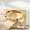 Wholesale Electroplated Flowers Bangle For Women In 304 Stainless Steel With 18K Real Gold Water Plating And Rhinestone Inlay